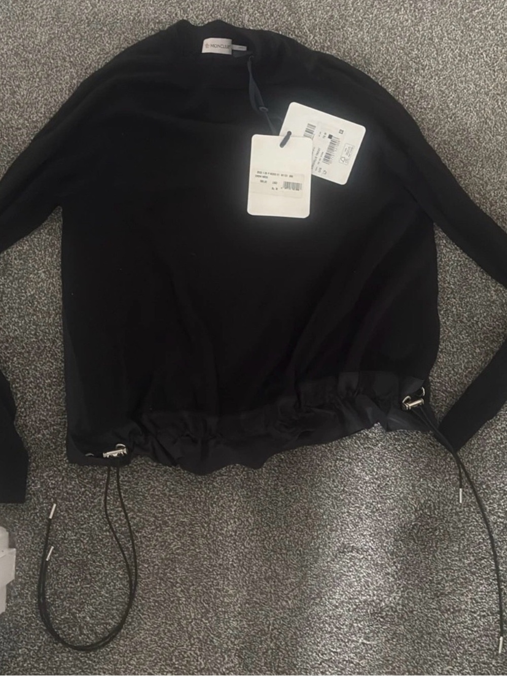Moncler Black Long-Sleeve Drawstring Hem Sweatshirt